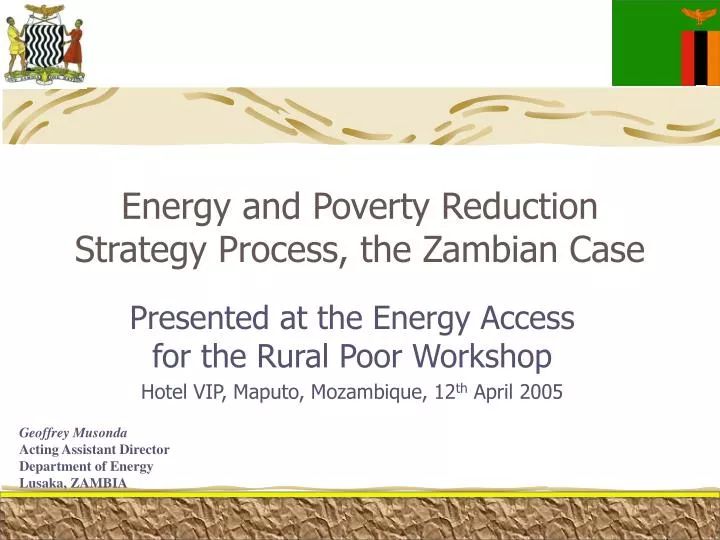 energy and poverty reduction strategy process the zambian case n.