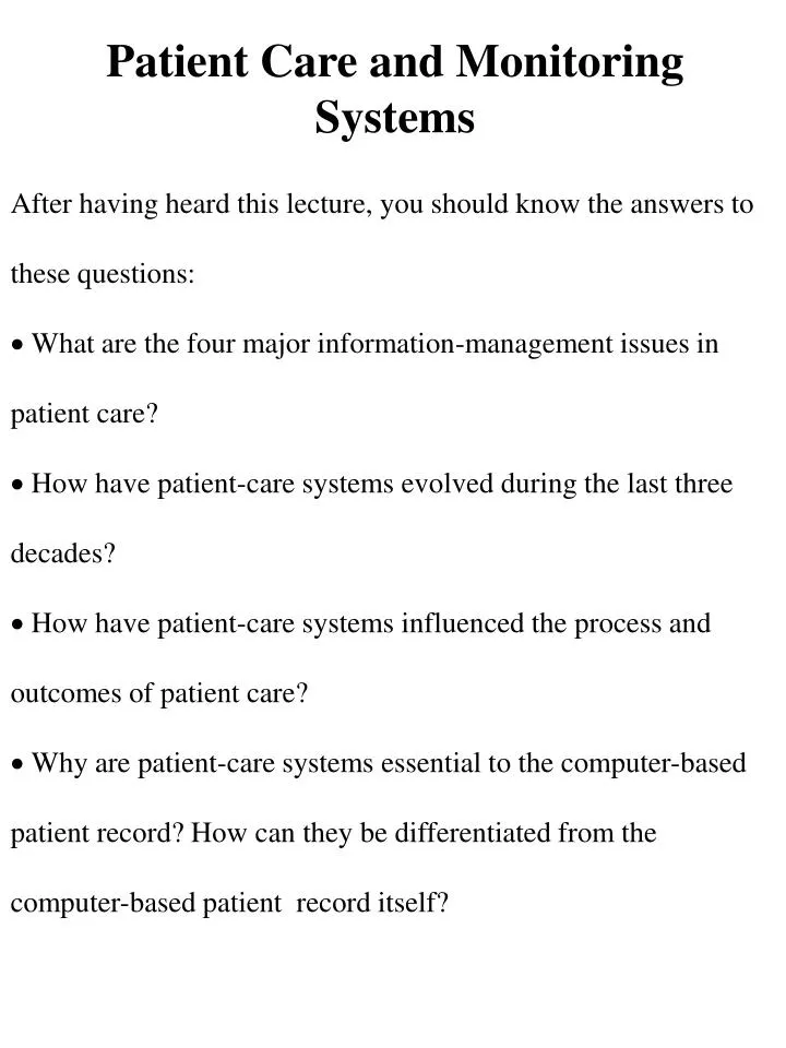 patient care and monitoring systems n.