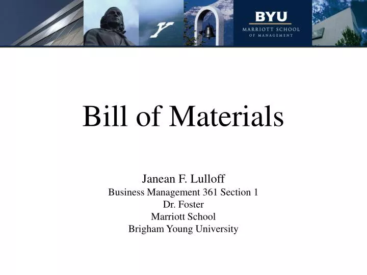 bill of materials n.