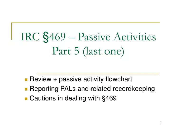 irc 469 passive activities part 5 last one n.