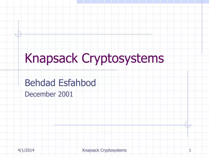 knapsack cryptosystems n.