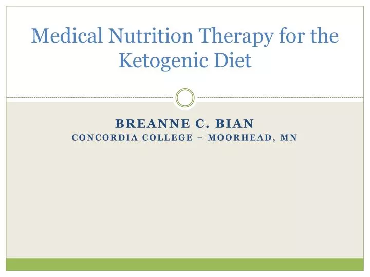 medical nutrition therapy for the ketogenic diet n.
