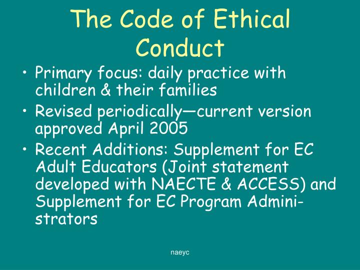 Ppt the naeyc code of ethical conduct a position statement of