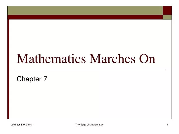 mathematics marches on n.