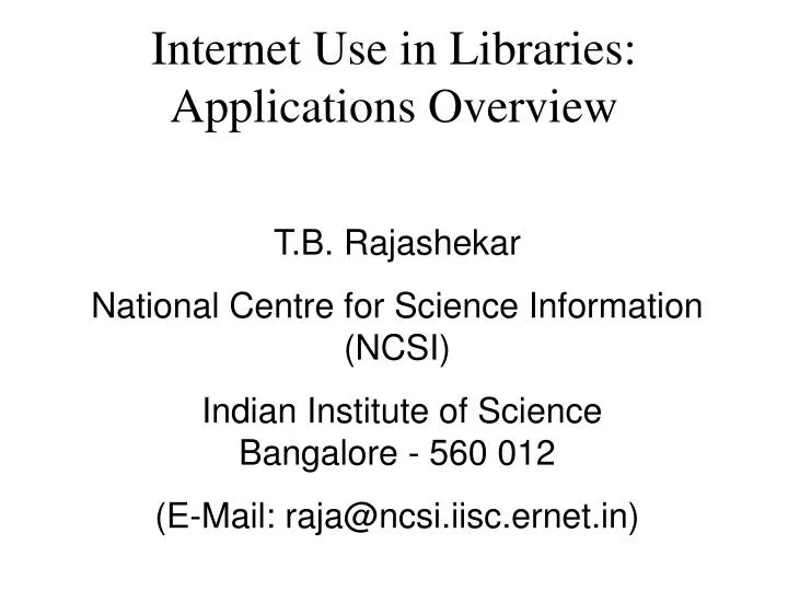 internet use in libraries applications overview n.