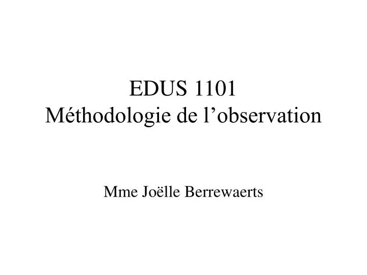 edus 1101 m thodologie de l observation n.