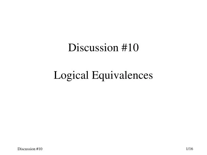 discussion 10 logical equivalences n.