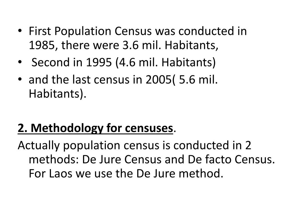 de facto method of census