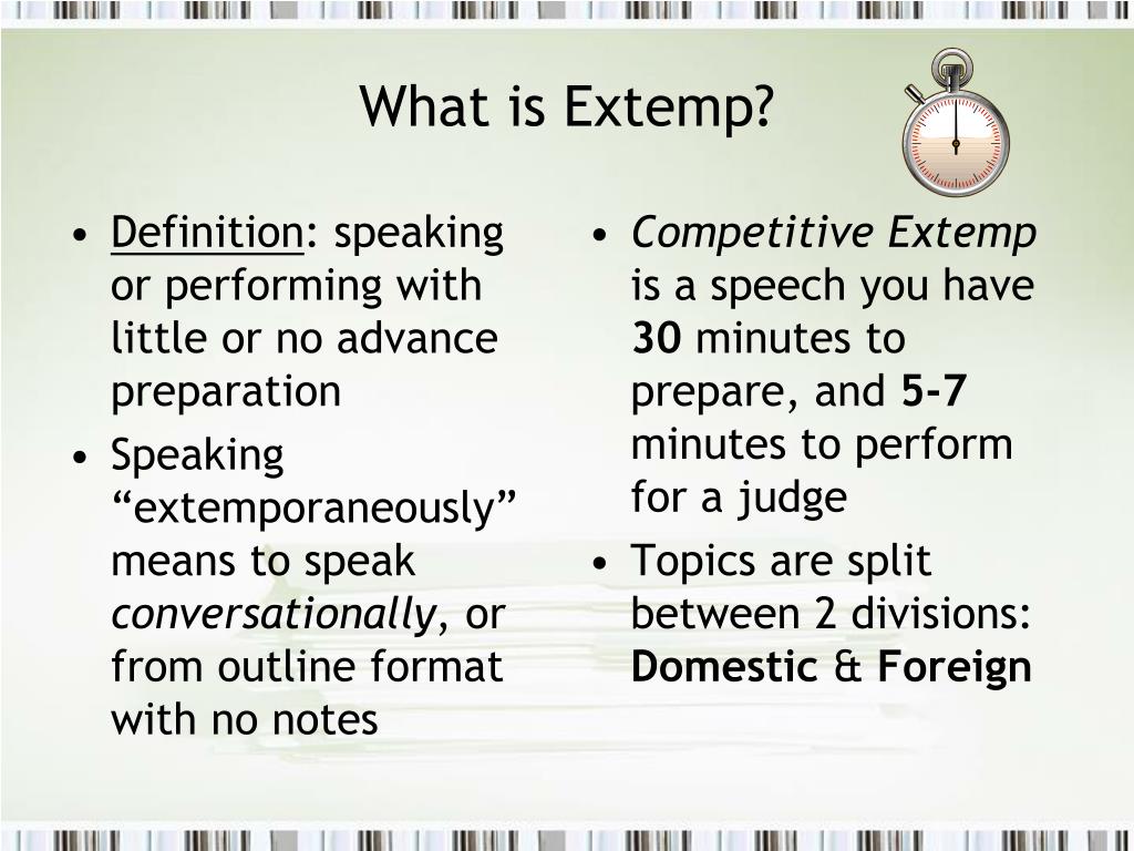 extempore speech meaning in english