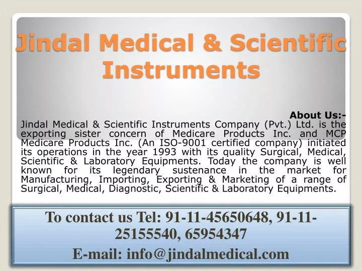 jindal medical scientific instruments n.
