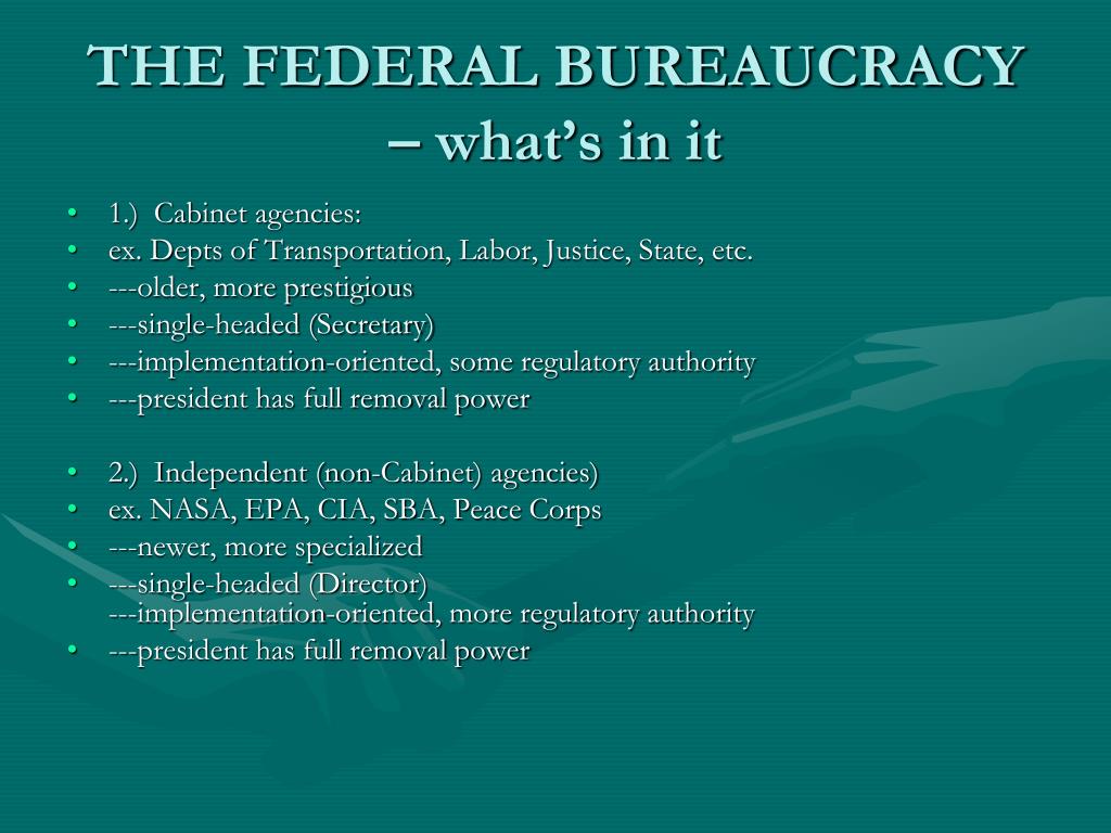 the federal bureaucracy the federal bureaucracy