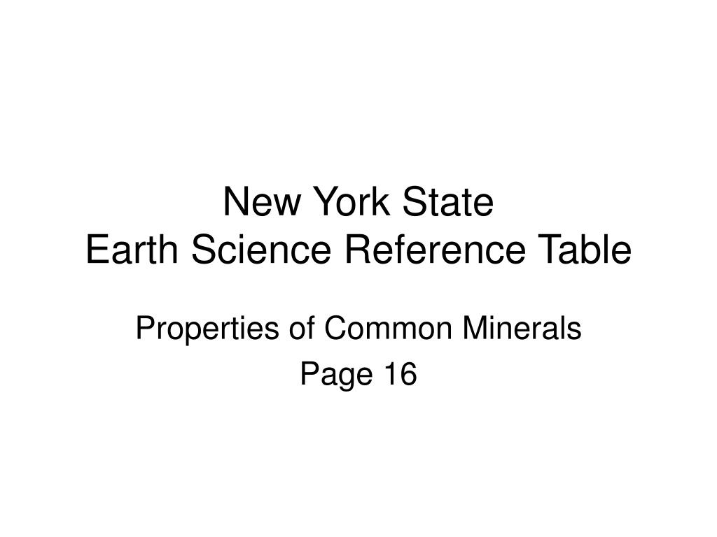 Earth Science Reference Table