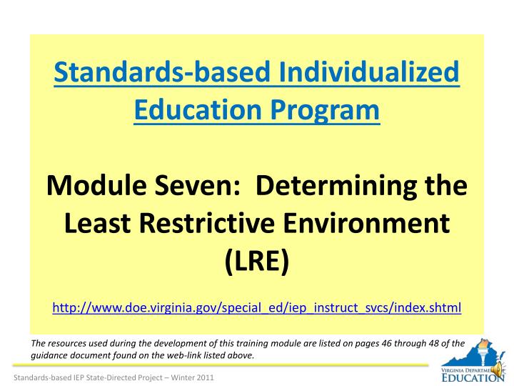 PPT - Standards-based Individualized Education Program 