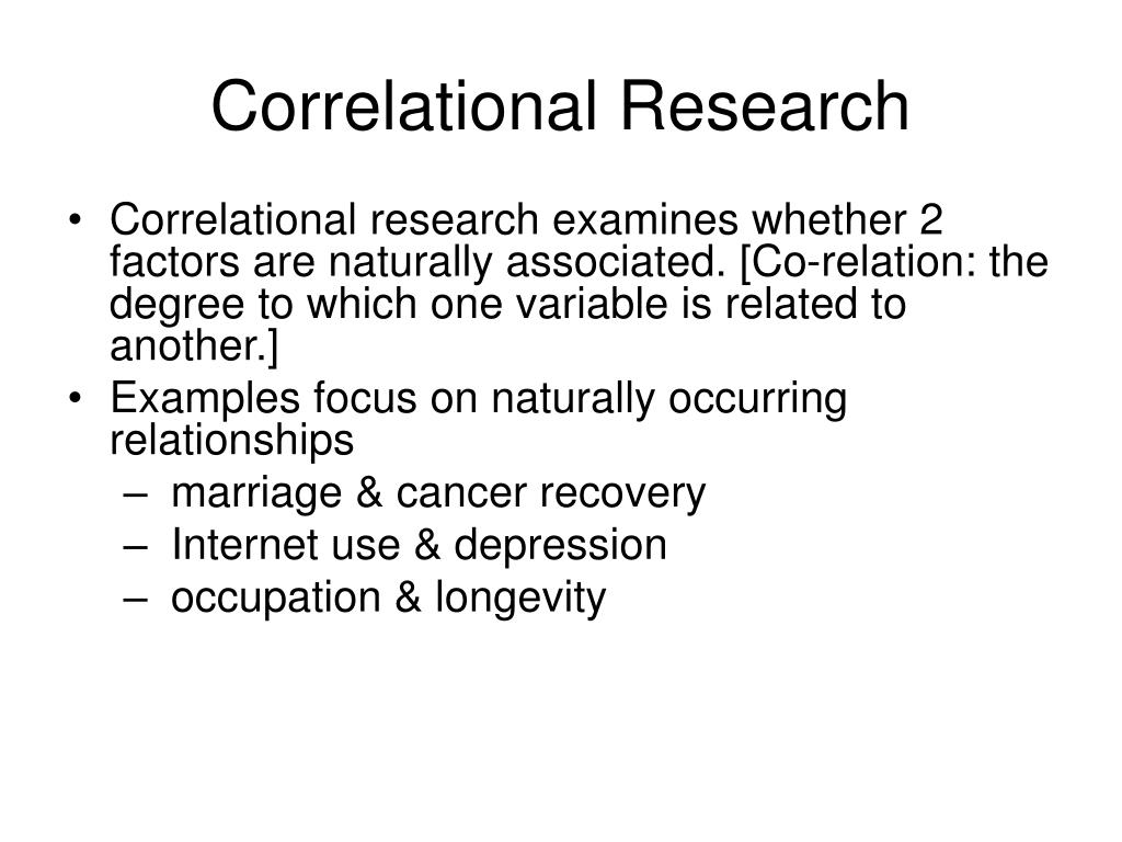 research study using correlational method