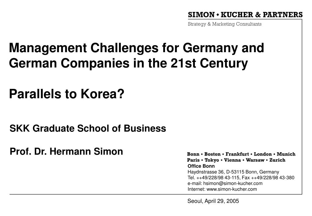 PPT - Management Challenges for Germany and German Companies in the