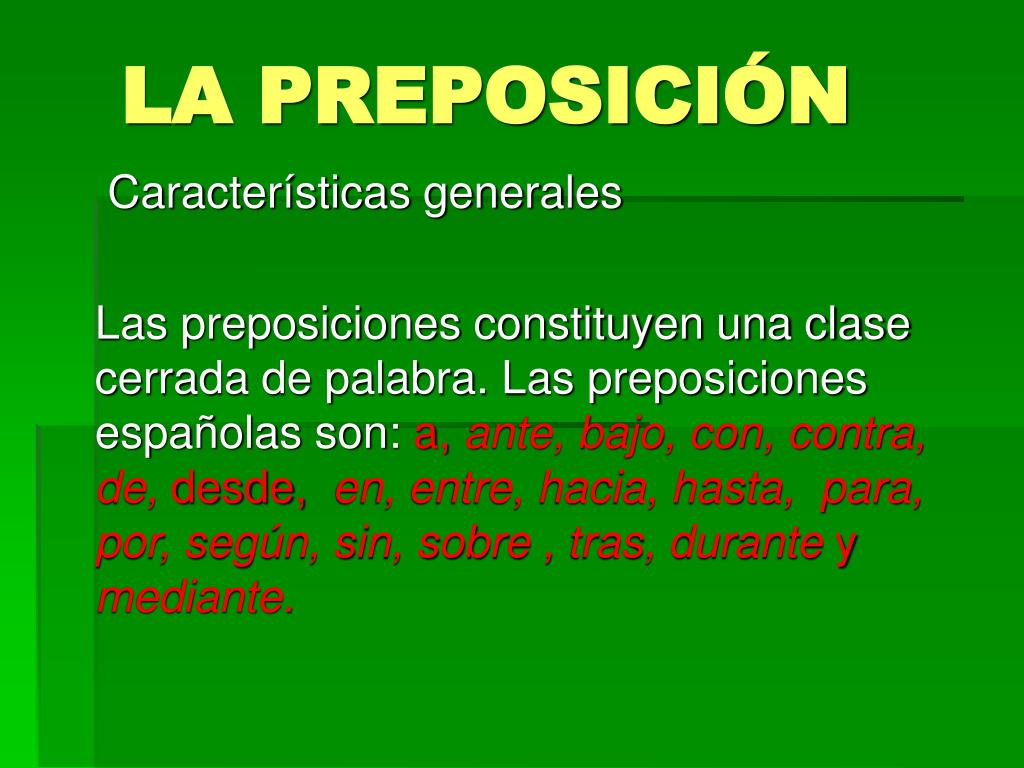 PPT - LA PREPOSICIÓN PowerPoint Presentation - ID:590637