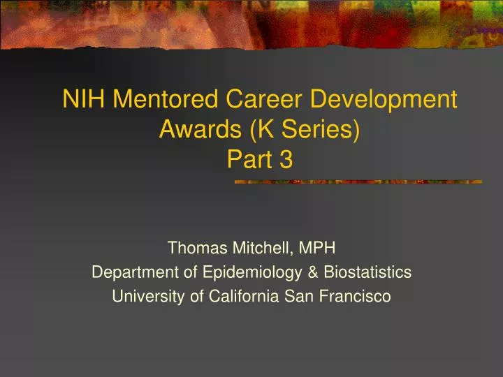 nih mentored career development awards k series part 3 n.