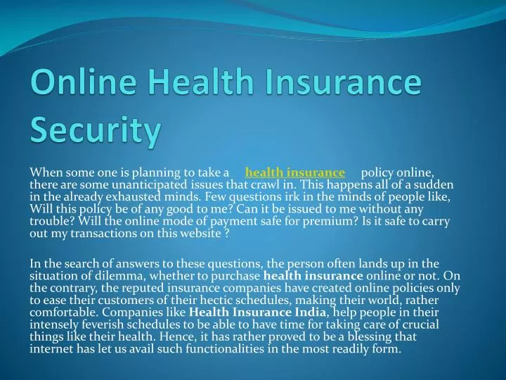 online health insurance security n.