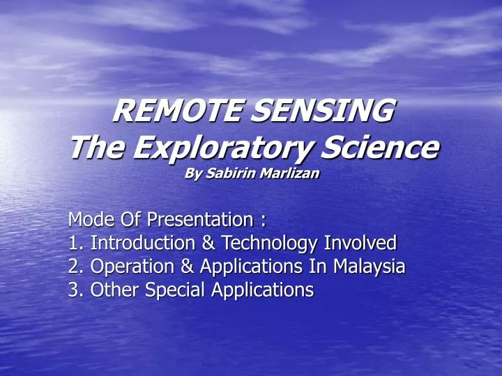 remote sensing the exploratory science by sabirin marlizan n.