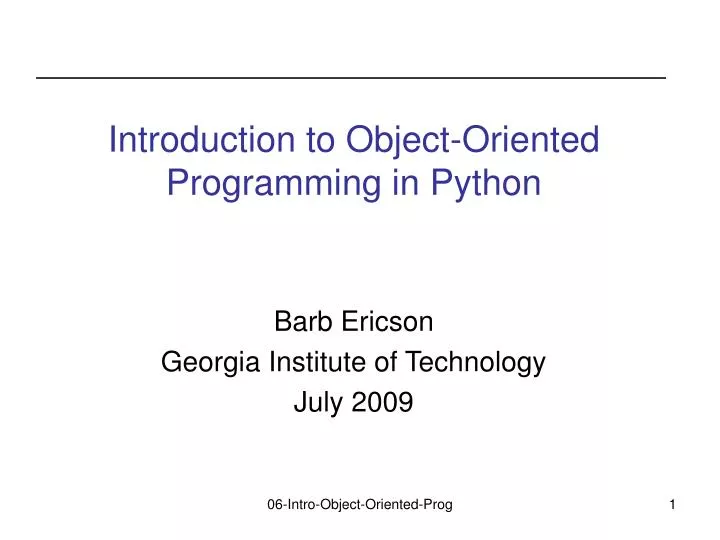 PPT - Introduction to Object-Oriented Programming in Python PowerPoint ...