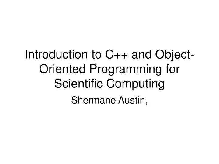 introduction to c and object oriented programming for scientific computing n.
