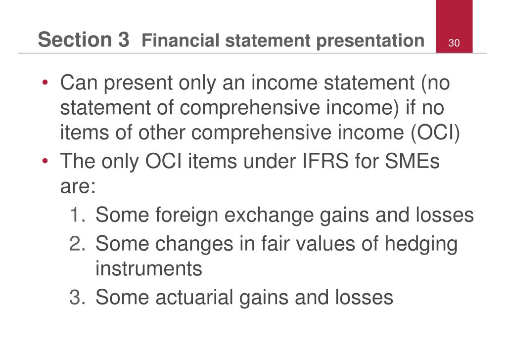 section 3 financial statement presentation