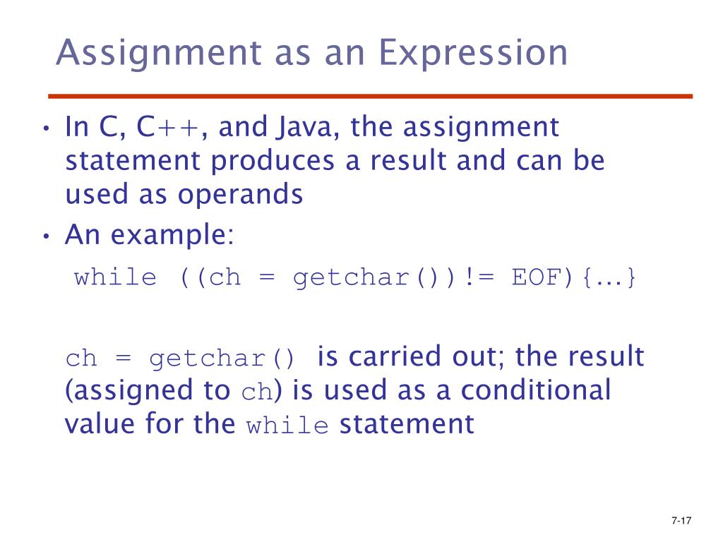 expression statement is not assignment