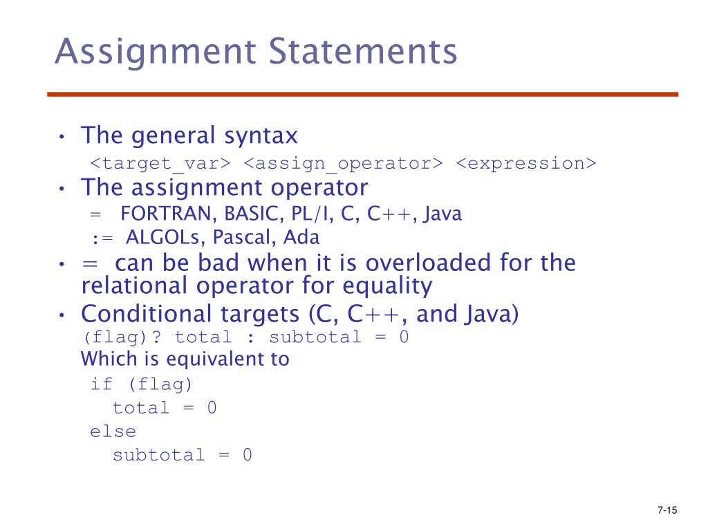 expression statement is not assignment