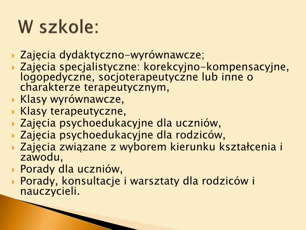 Formy Pomocy Psychologiczno Pedagogicznej Dla Uczniów PPT - FORMY POMOCY PSYCHOLOGICZNO-PEDAGOGICZNEJ W SZKOLE PowerPoint