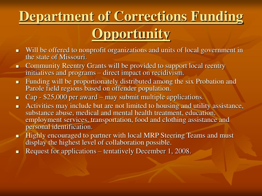 PPT Funding the Work of Reentry PowerPoint Presentation, free