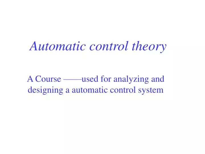 automatic control theory n.
