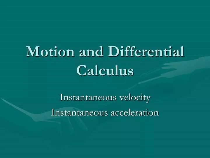 motion and differential calculus n.