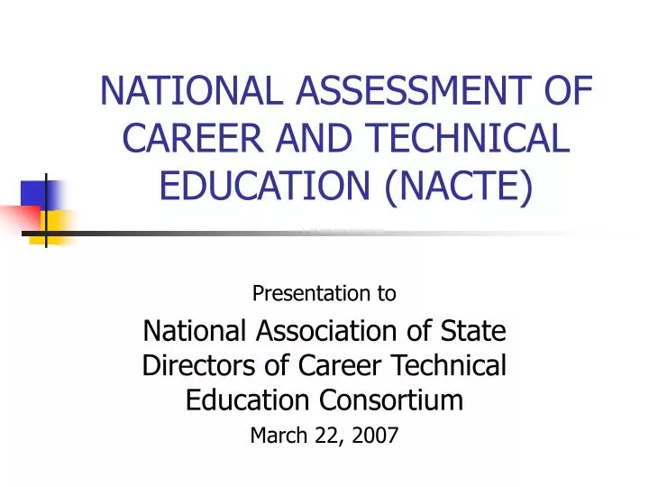 national assessment of career and technical education nacte n.