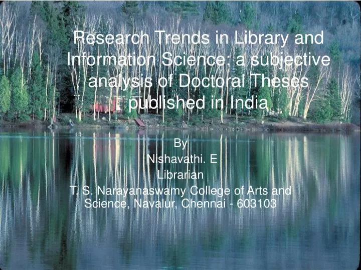 PPT - Research Trends in Library and Information Science ...