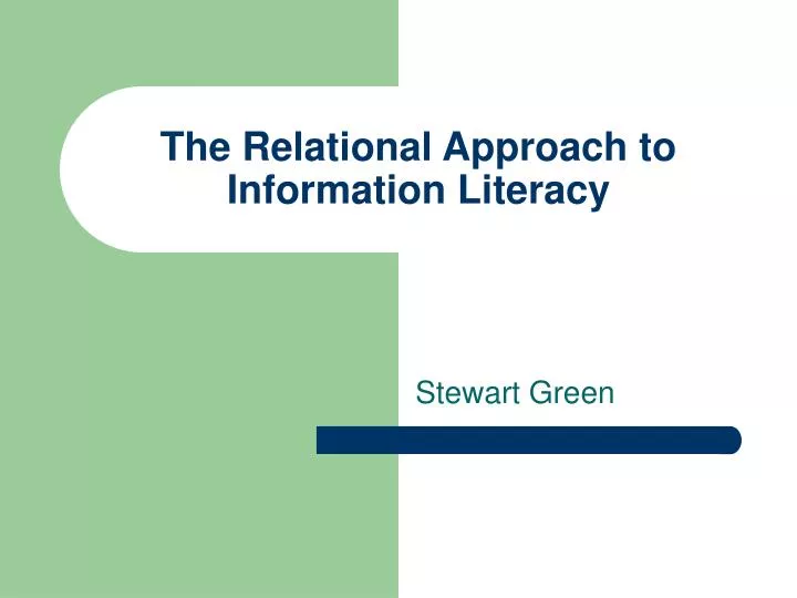 the relational approach to information literacy n.