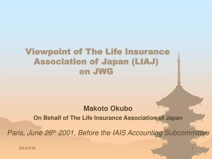 viewpoint of the life insurance association of japan liaj on jwg n.