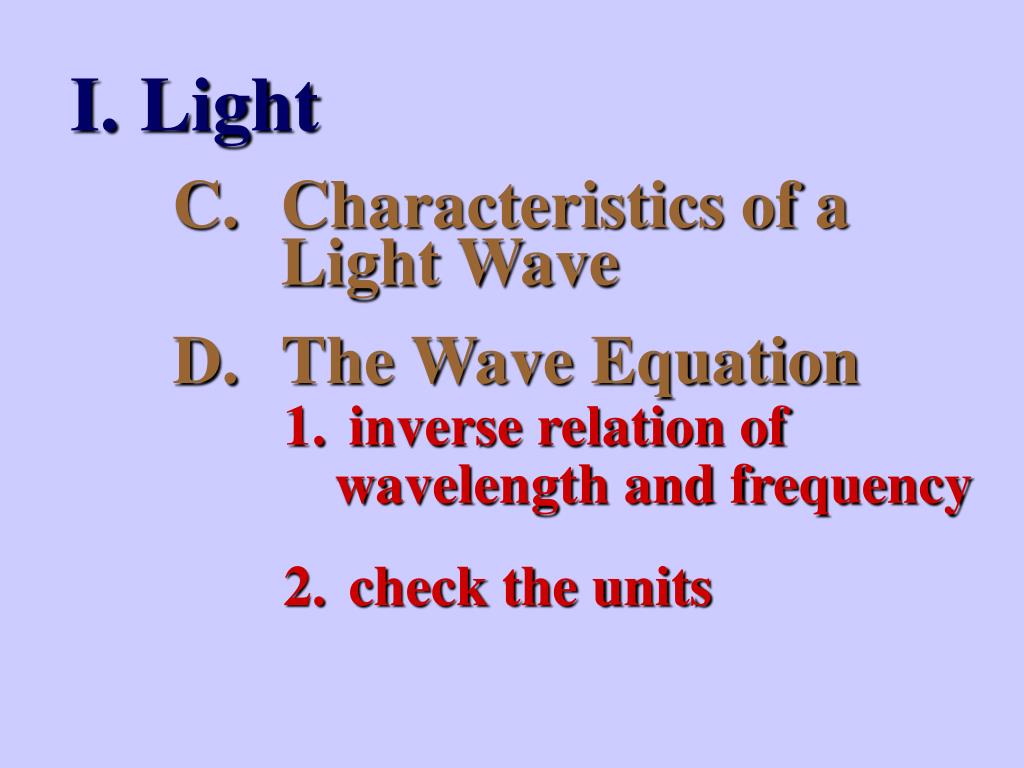 intensity equation light wavelength