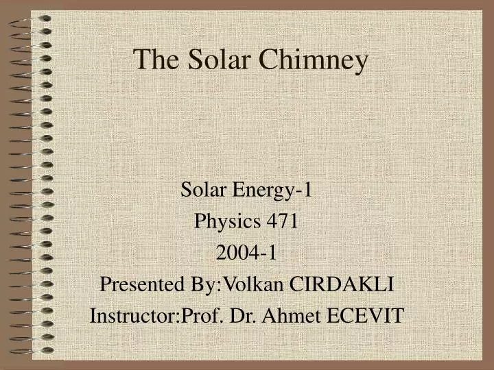 the solar chimney n.