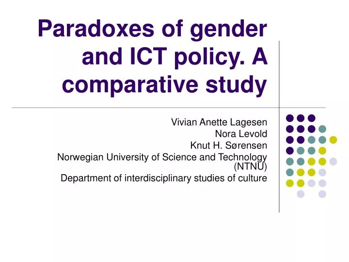 paradoxes of gender and ict policy a comparative study n.