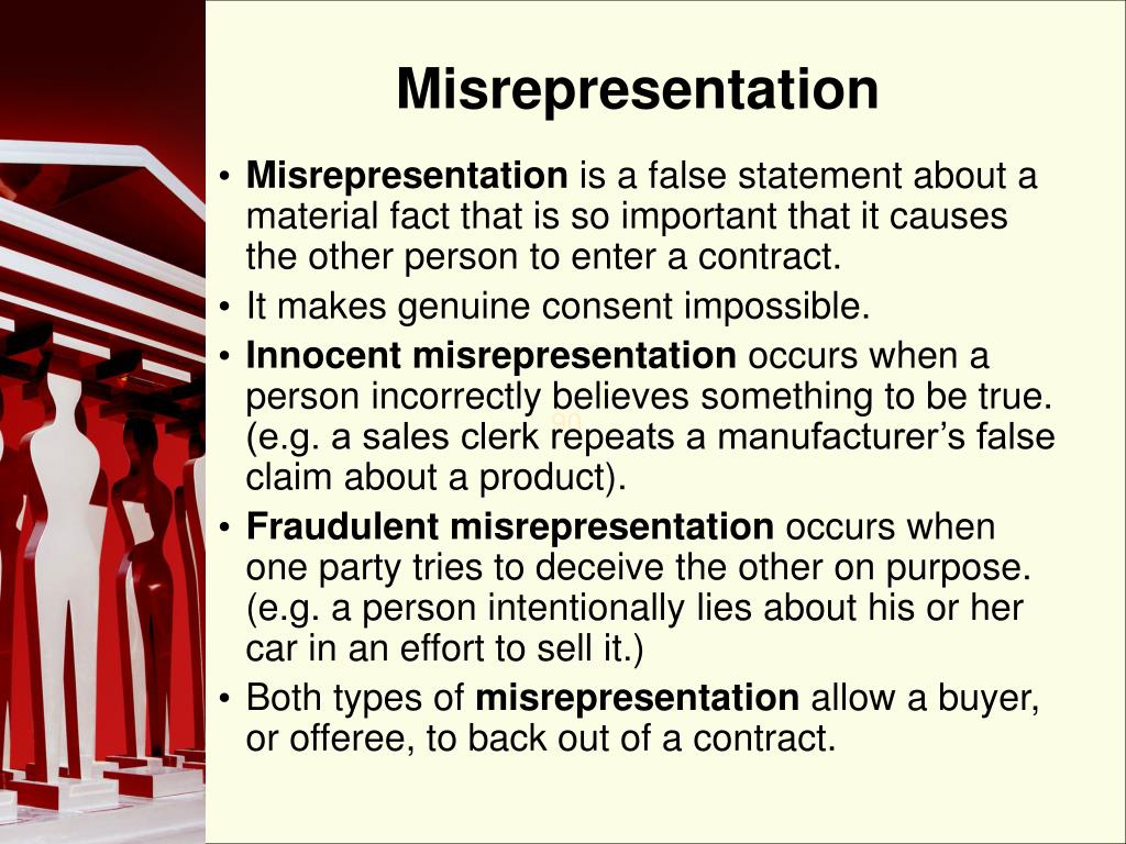 misrepresentation in contract law