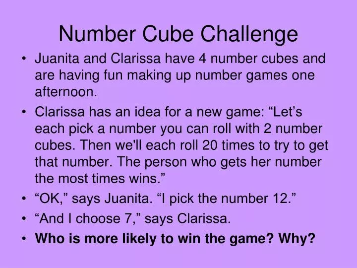 number cube challenge n.