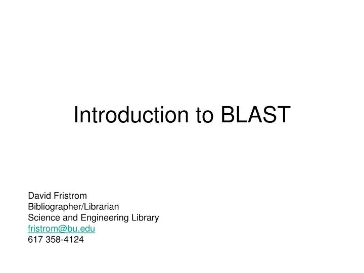 introduction to blast n.