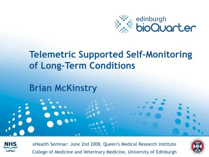 telemetric supported self monitoring of long term conditions brian mckinstry n.