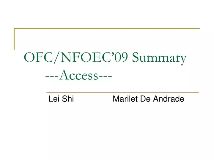 ofc nfoec 09 summary access n.