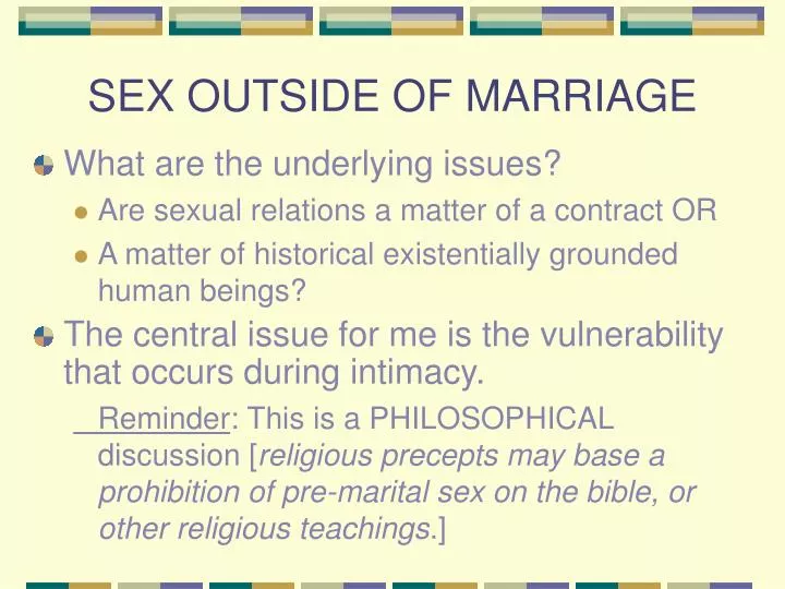 sex outside of marriage n.