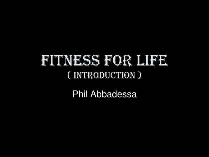 fitness for life introduction n.