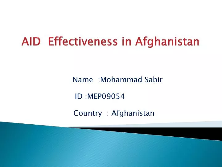 aid effectiveness in afghanistan n.