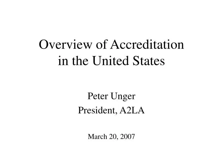 overview of accreditation in the united states n.