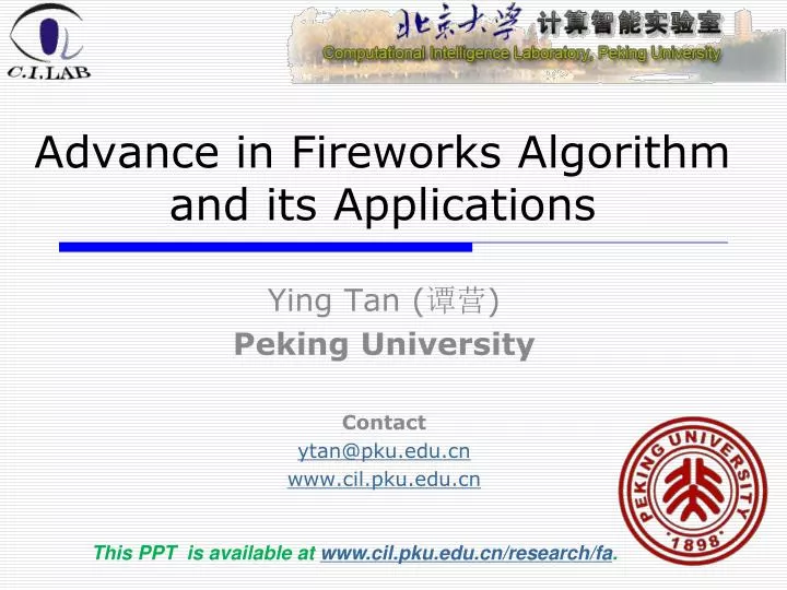advance in fireworks algorithm and its applications n.