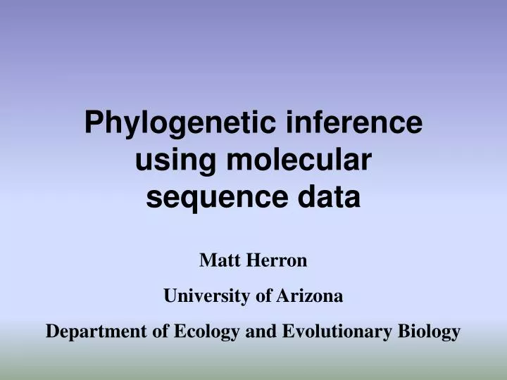 phylogenetic inference using molecular sequence data n.